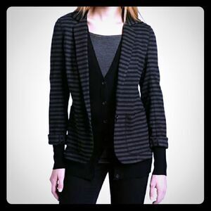 BAILEY 44 Black and Grey Striped Layered Blazer-M